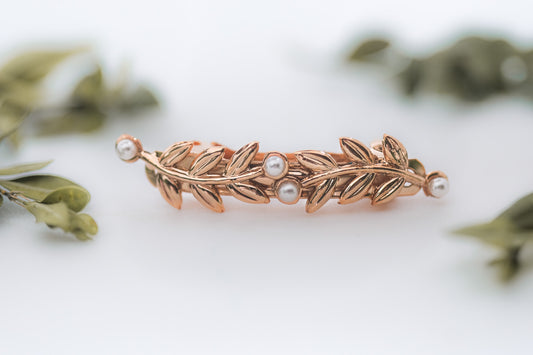 Dainty Stems & Pearls Barrette