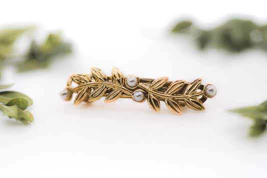 Dainty Stems & Pearls Barrette