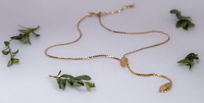 Leaf Drop Lariat Necklace