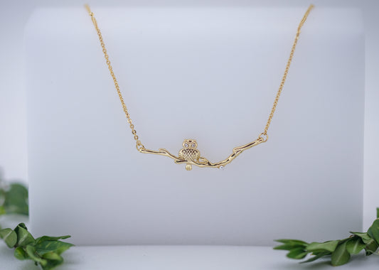 Owl Sitting on a Branch Necklace