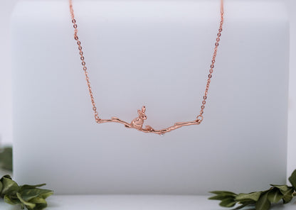 Rabbit Sitting on a Branch Necklace