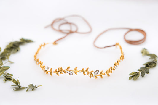 Juliet Leaves, Pearls & Crystals Wreath