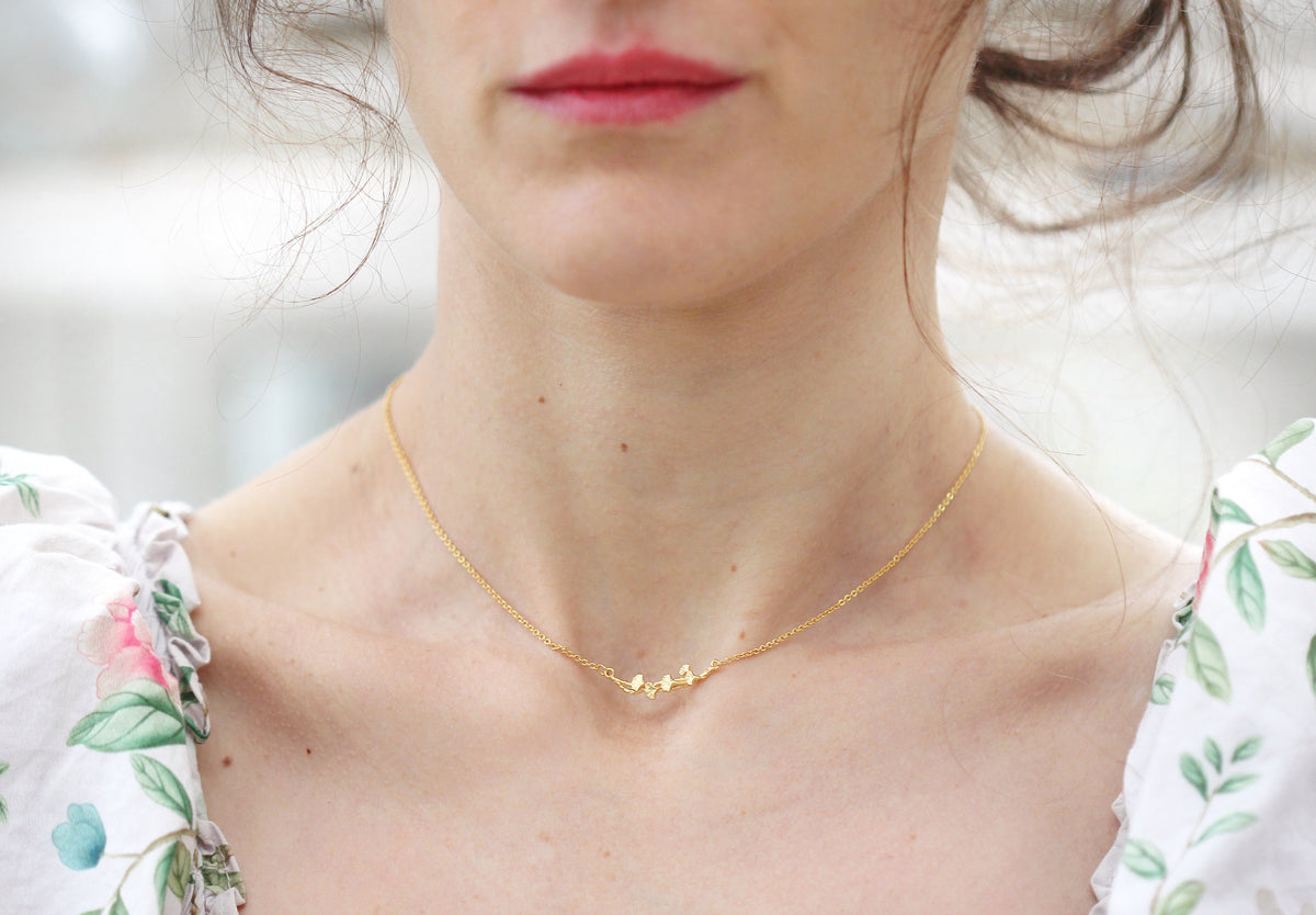 Petite Ginkgo Leaves Necklace