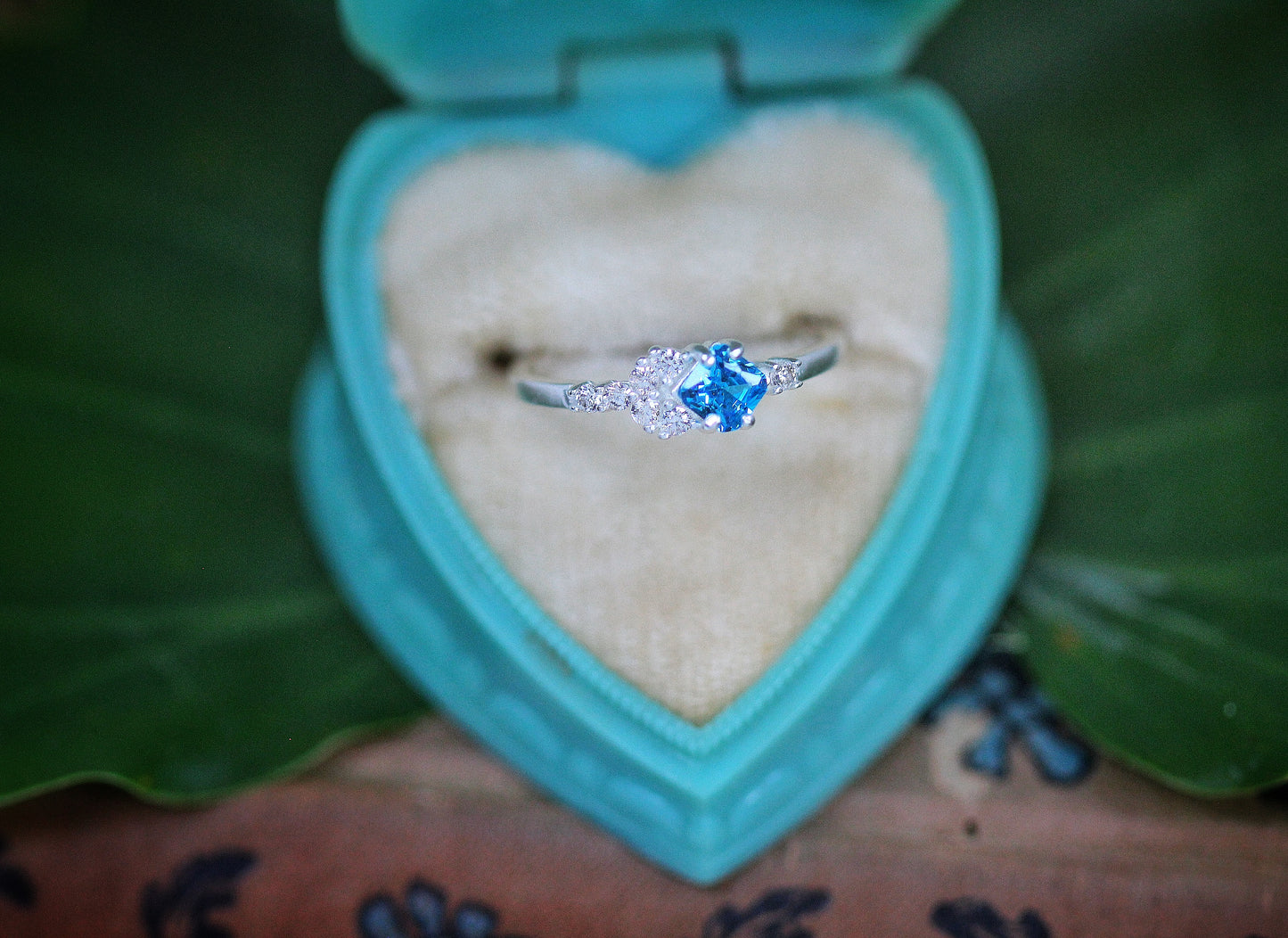 Cerulean Blue Crystal Ring SS