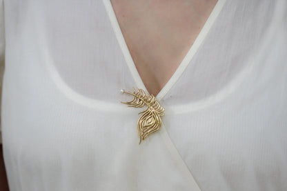 Made to Order* Peacock Feather Pearl Brooch