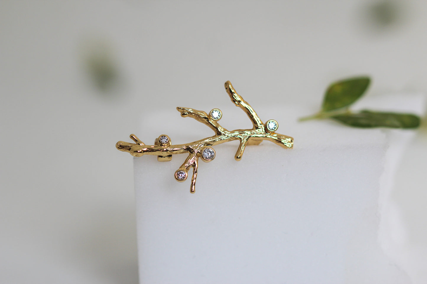 Crystals Coral Brooch