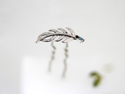Made to Order* Twig Crystal Turquoise Leaf Hair Prong