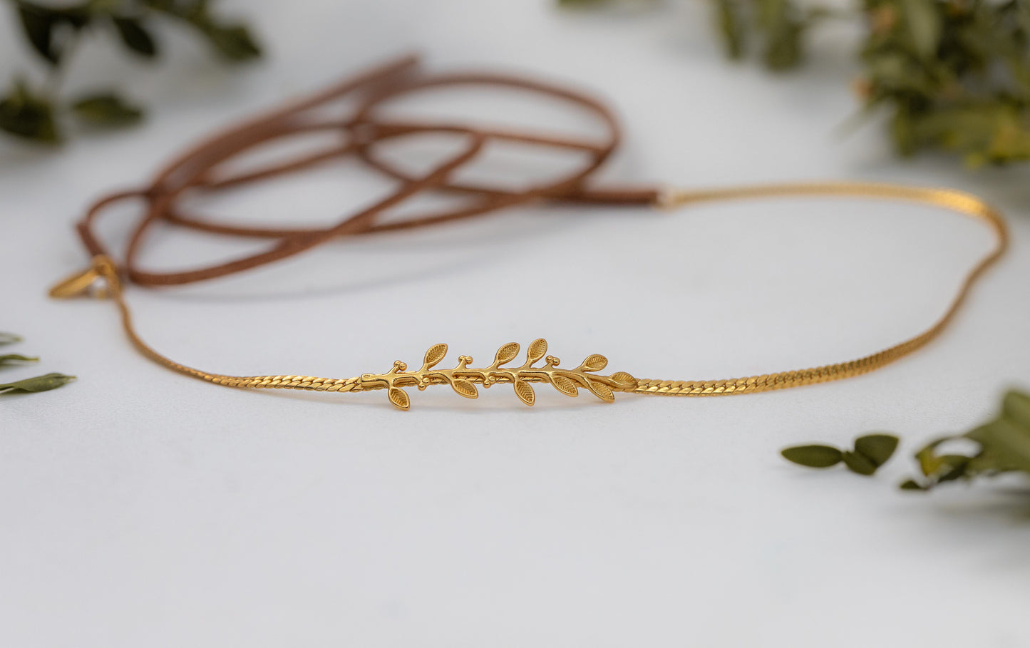 Made to Order * Dainty Olive Branch Hair Chain