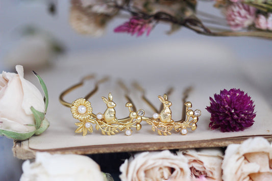 Bunny Mushroom Pin Duo- 2 piece Set
