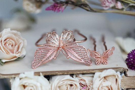 Filigree Butterfly Pin Duo- 2 piece Set