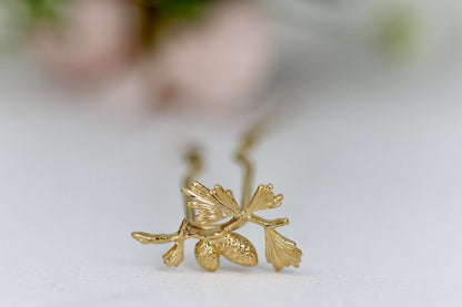 Tiny Pinecone Hair Prong Gold Leaf Hair Pin Bun Fork for Updo Gold Plated  Hand Made Boho Hair Messy Bun Nature Inspired Jewelry