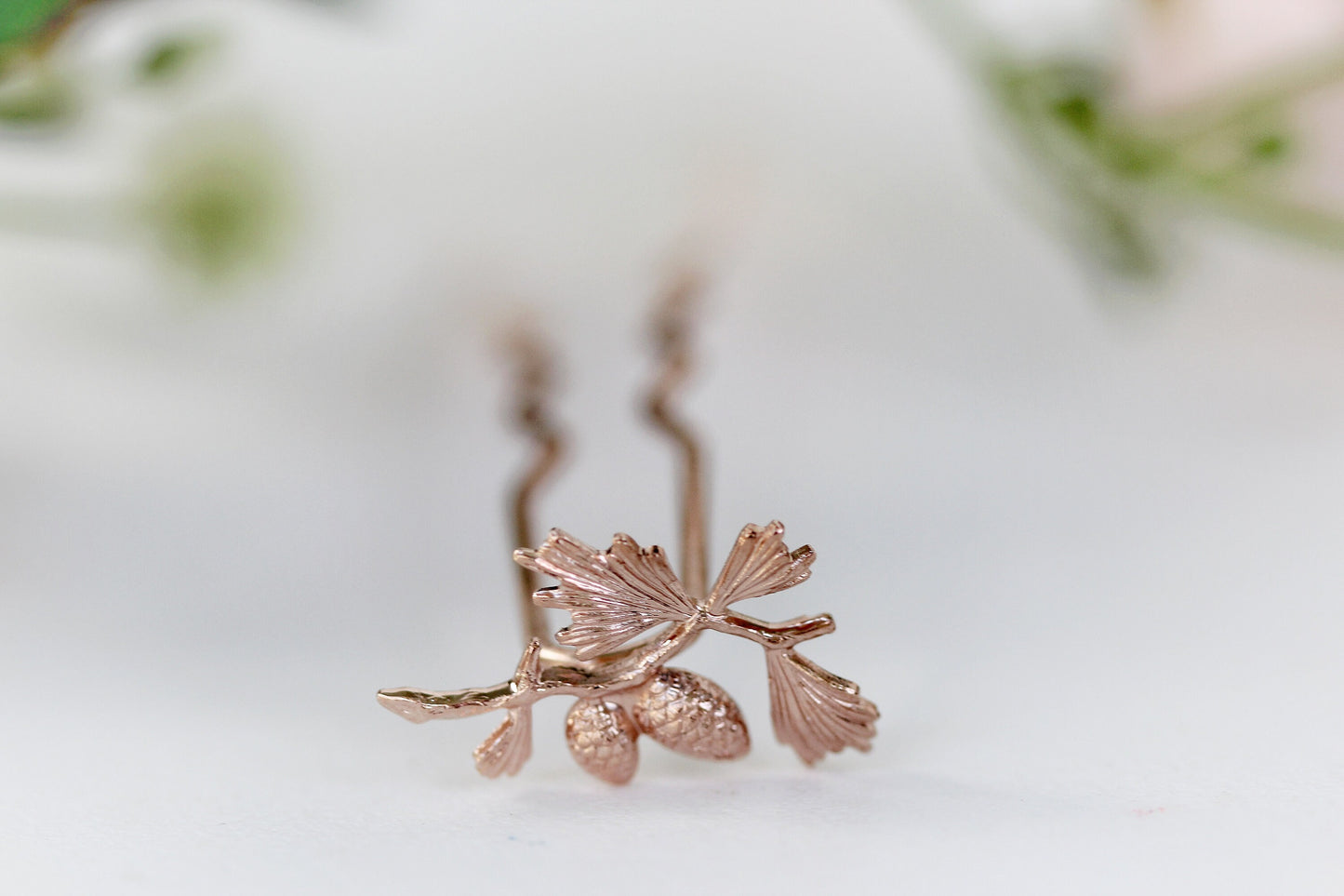 Tiny Pinecone Hair Prong Gold Leaf Hair Pin Bun Fork for Updo Gold Plated  Hand Made Boho Hair Messy Bun Nature Inspired Jewelry