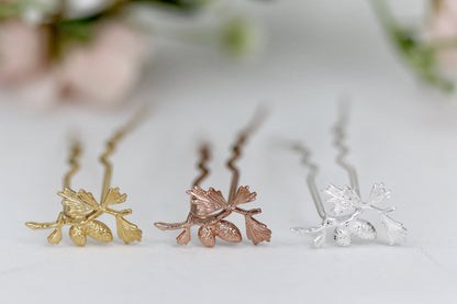 Tiny Pinecone Hair Prong Gold Leaf Hair Pin Bun Fork for Updo Gold Plated  Hand Made Boho Hair Messy Bun Nature Inspired Jewelry