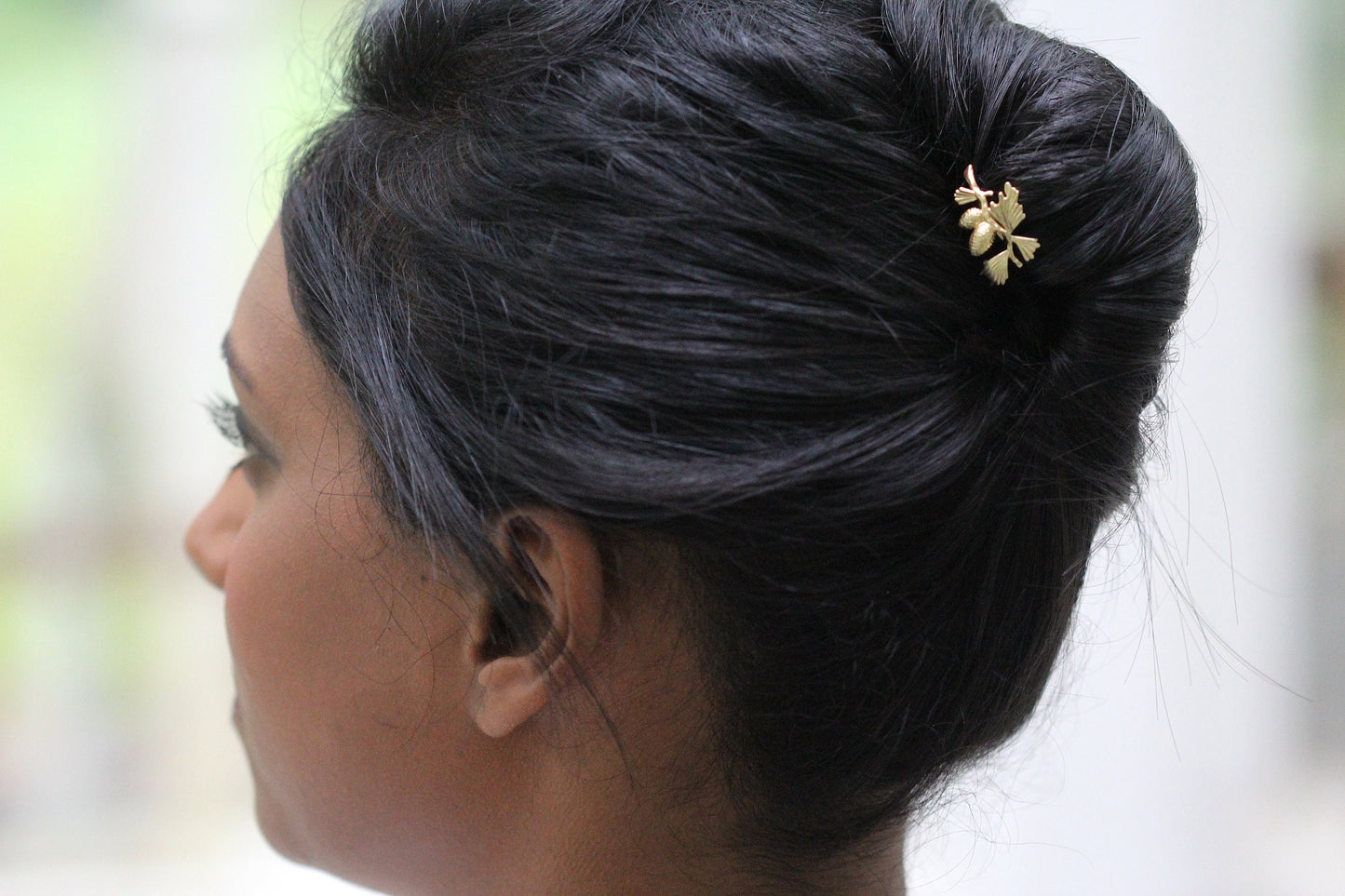 Tiny Pinecone Hair Prong Gold Leaf Hair Pin Bun Fork for Updo Gold Plated  Hand Made Boho Hair Messy Bun Nature Inspired Jewelry