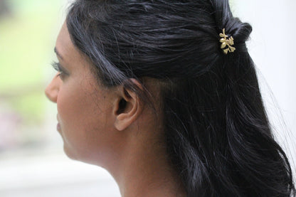 Tiny Pinecone Hair Prong Gold Leaf Hair Pin Bun Fork for Updo Gold Plated  Hand Made Boho Hair Messy Bun Nature Inspired Jewelry