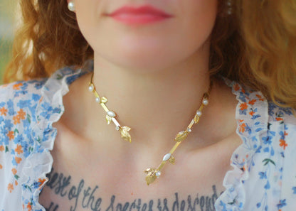 Made to Order* Crystals Pearls Leaves Choker