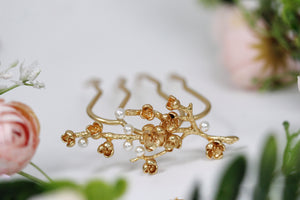 Blossoming Pearl Field Floral Hair Prong