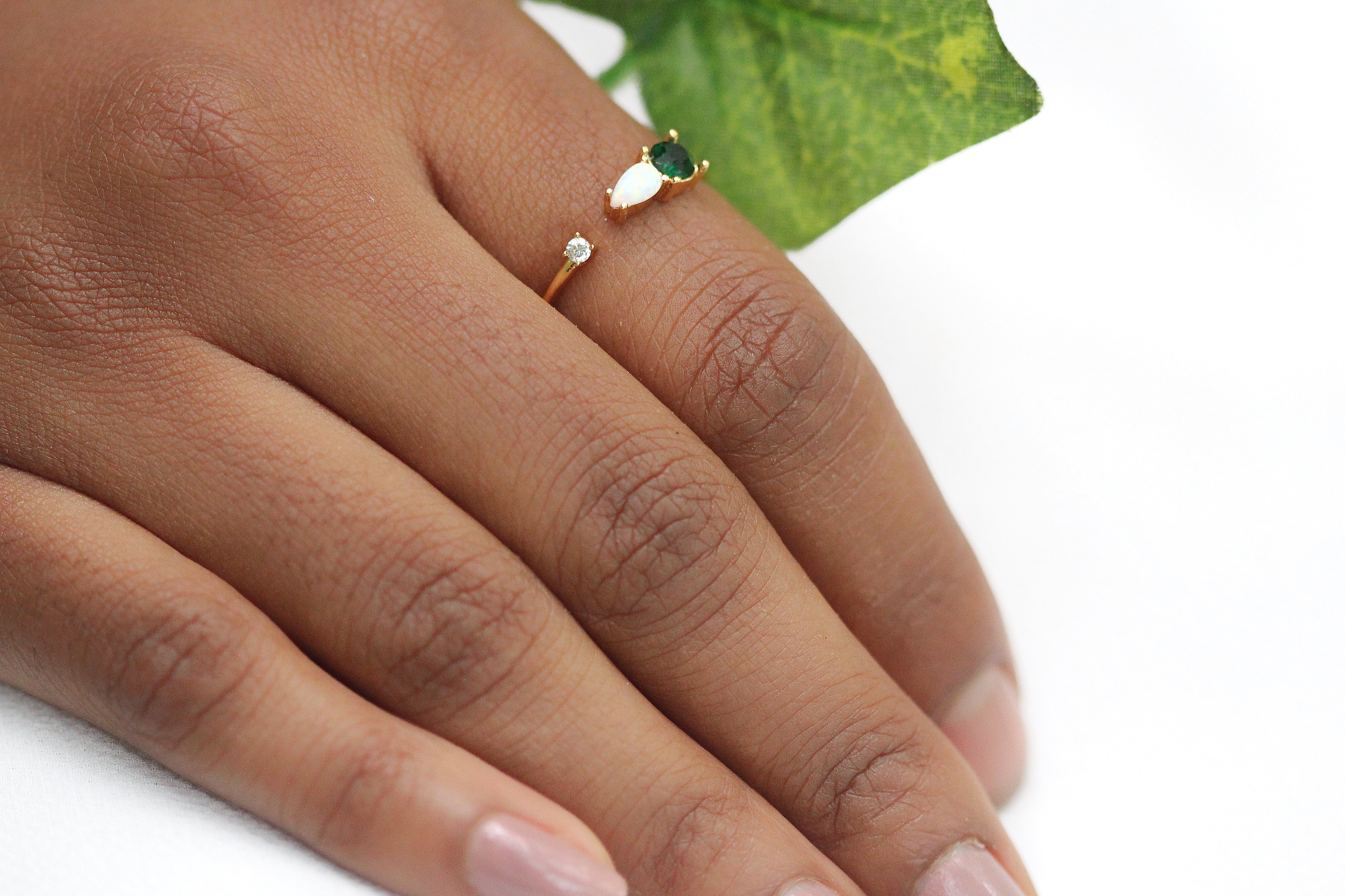 Opal & Emerald Crystal Ring