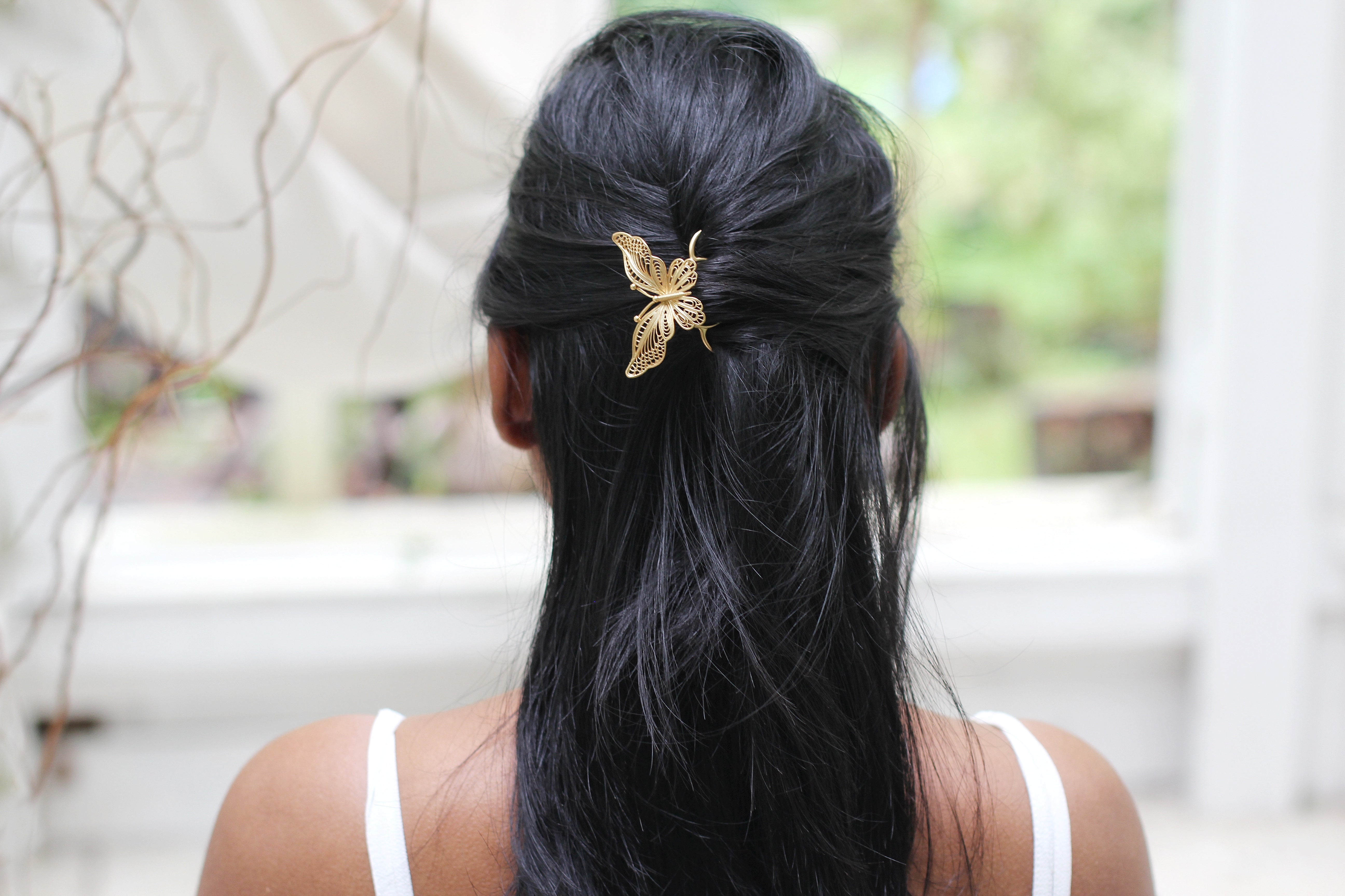 Large Filigree Butterfly Hair Prong