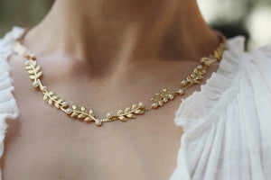Stems Leaves and Pearls Necklace/ Choker/ Wreath / Hair Chain