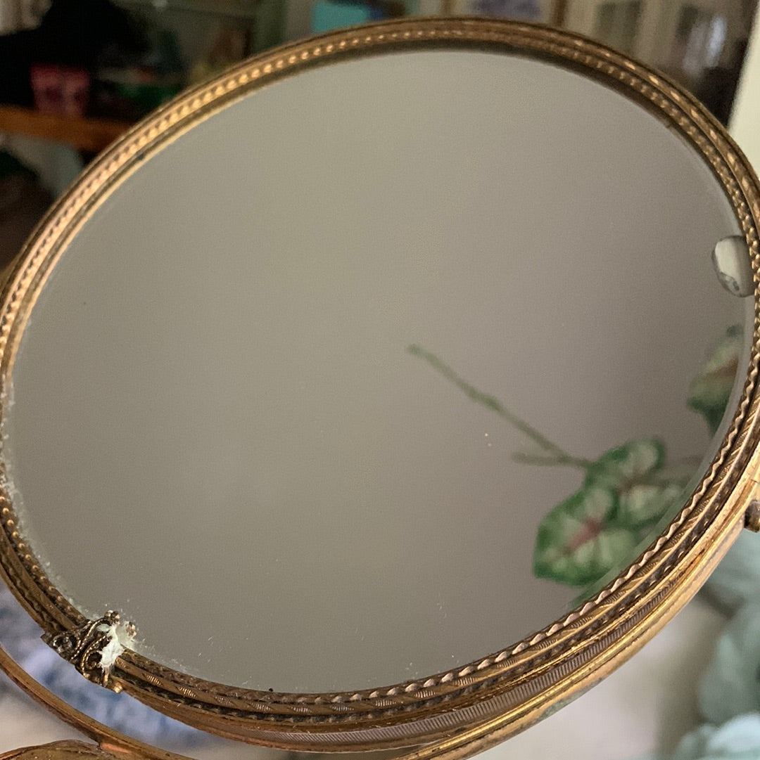 Vintage Matson Bird on Branch Vanity Pedestal Mirror