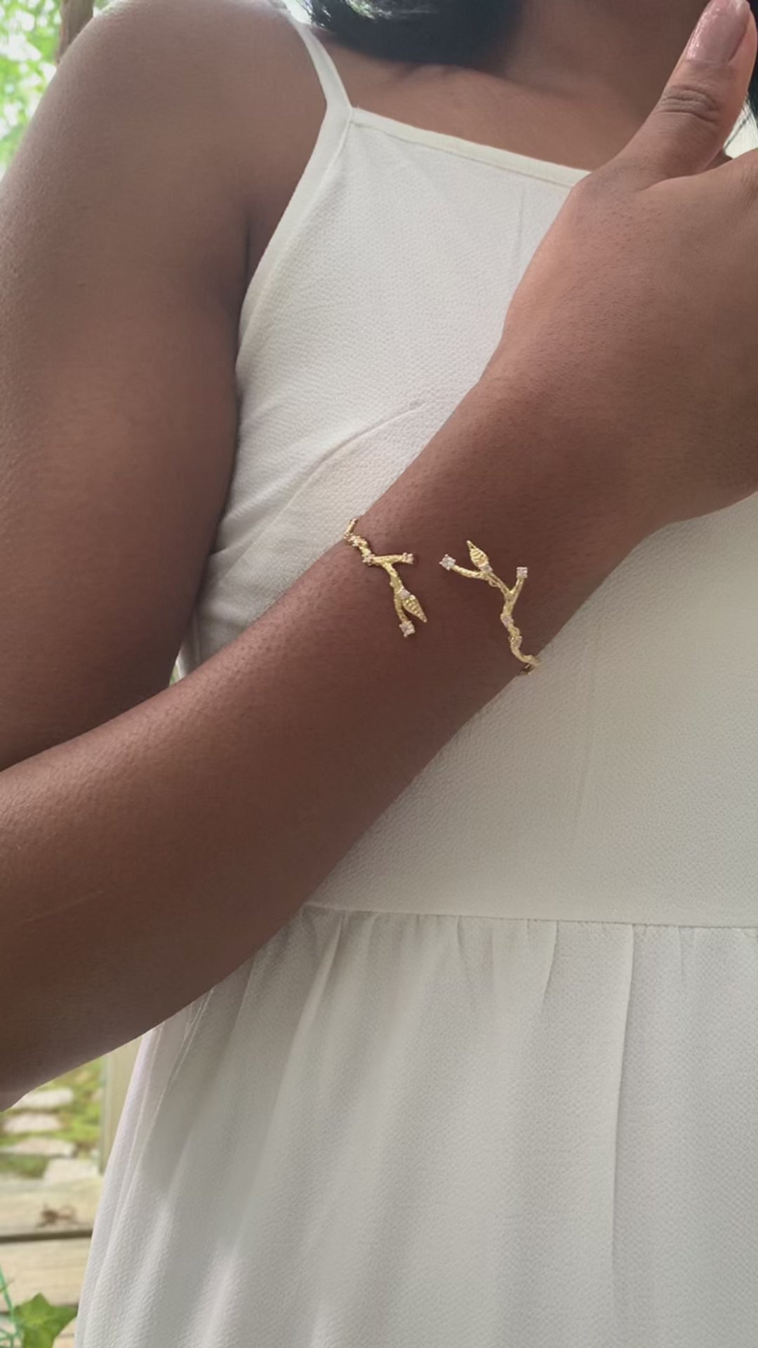 Rustic Dainty Branch Crystals Bracelet