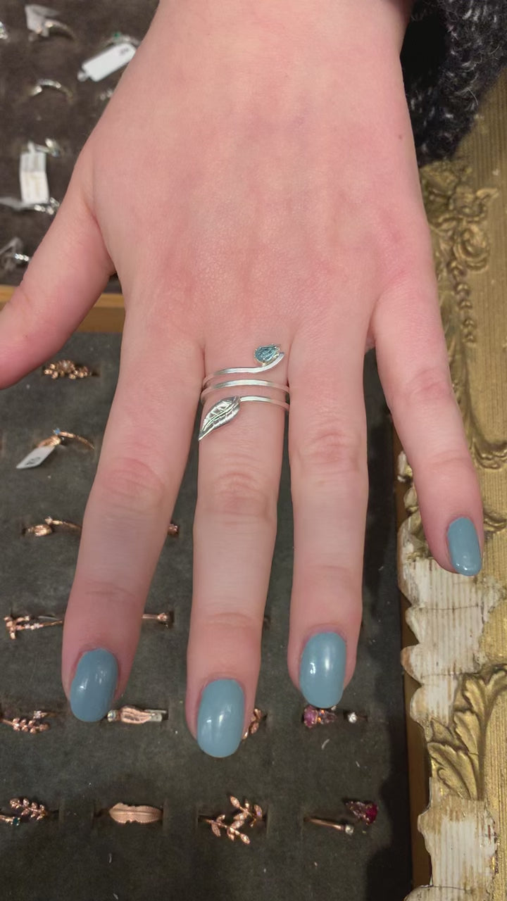Preorder*** Growing Leaf Blue Crystal Ring