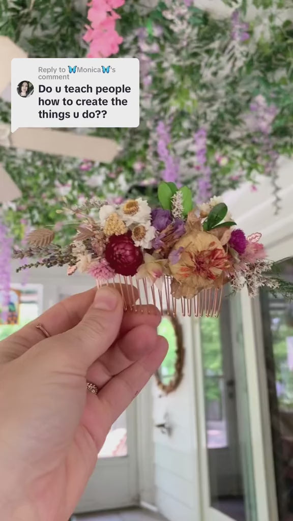 Preorder * Sunshine Dried Flowers Hair Comb