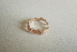 Preorder * Floral Branch Unique Diamond Leaf Gold Ring