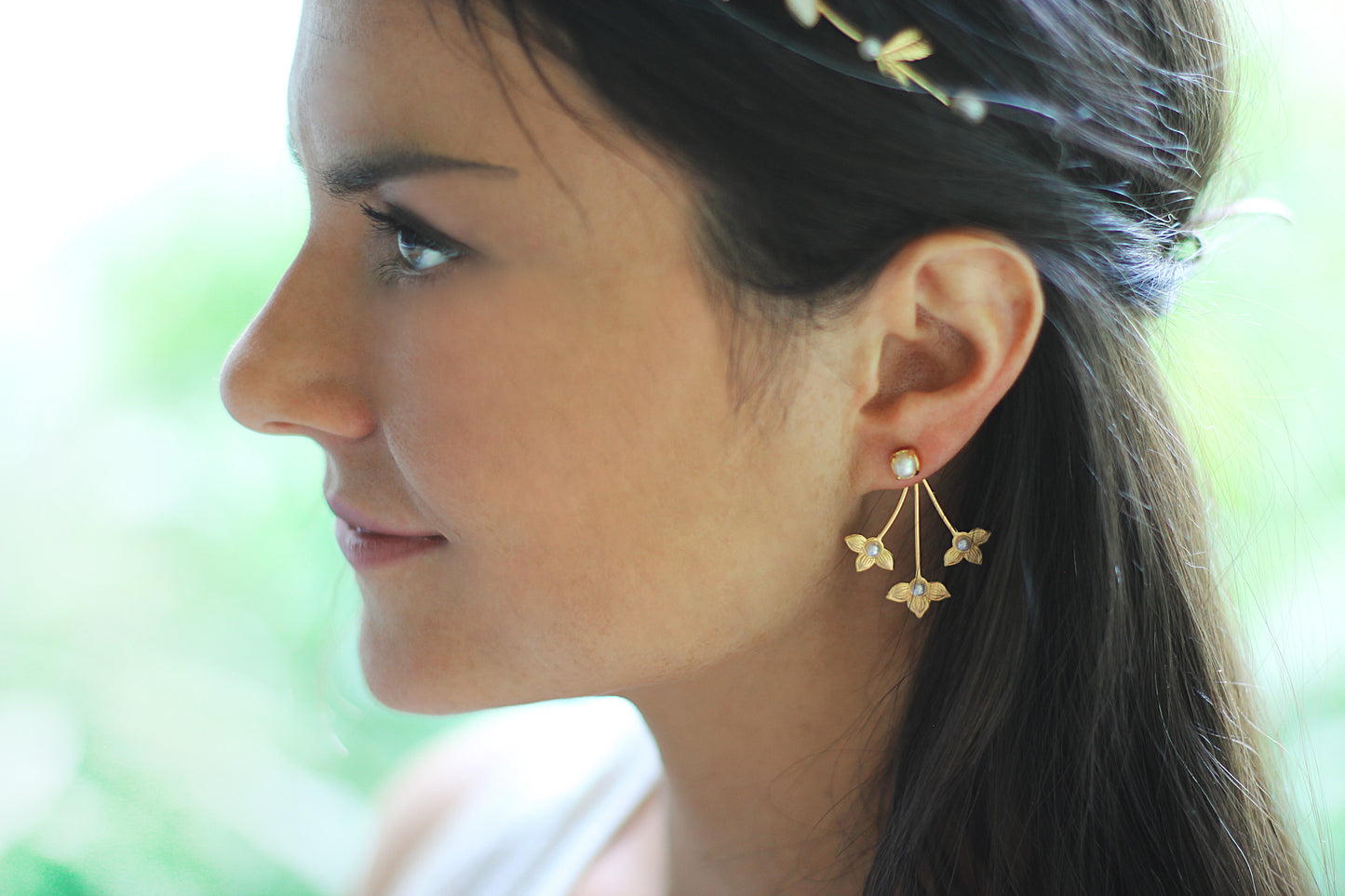 Lilies Stud & Jacket Earrings