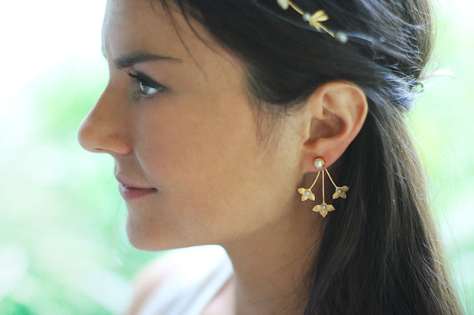 Lilies Stud & Jacket Earrings