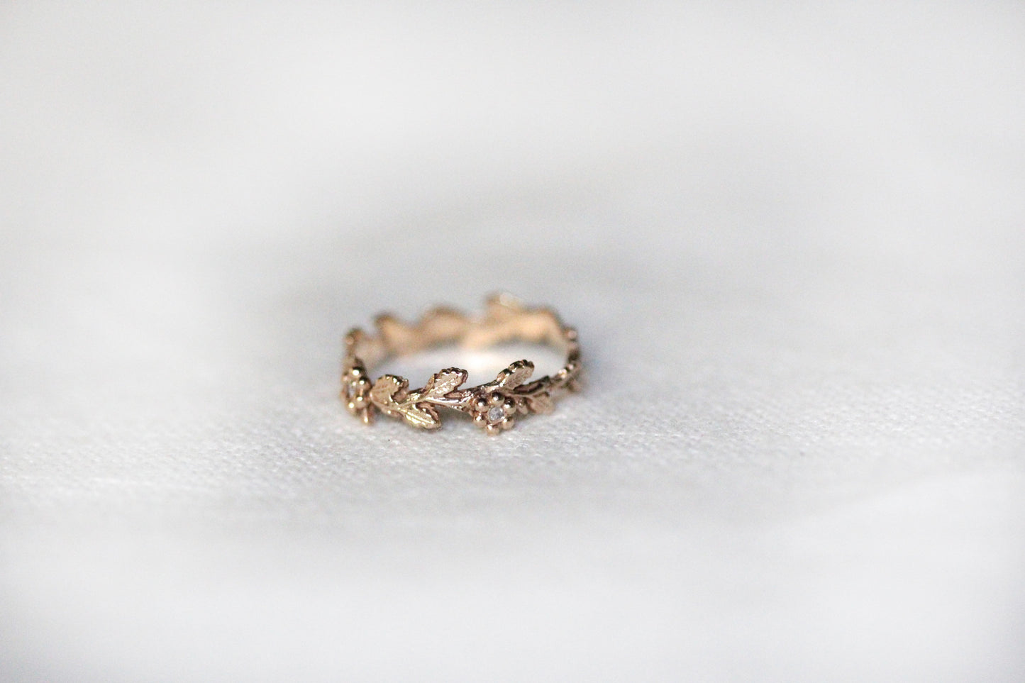 Preorder * Floral Branch Unique Diamond Leaf Gold Ring