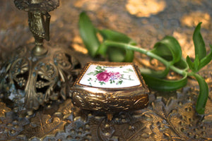 Antique Brass Flowers Jewellery Box