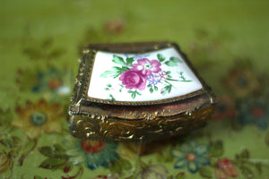 Antique Brass Flowers Jewellery Box