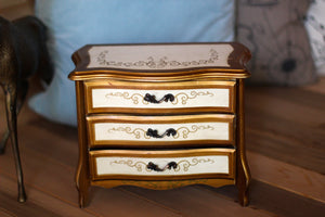 Antique Florence Hand Painted Italian Style Made in Japan Wood Jewelry Music Box #103