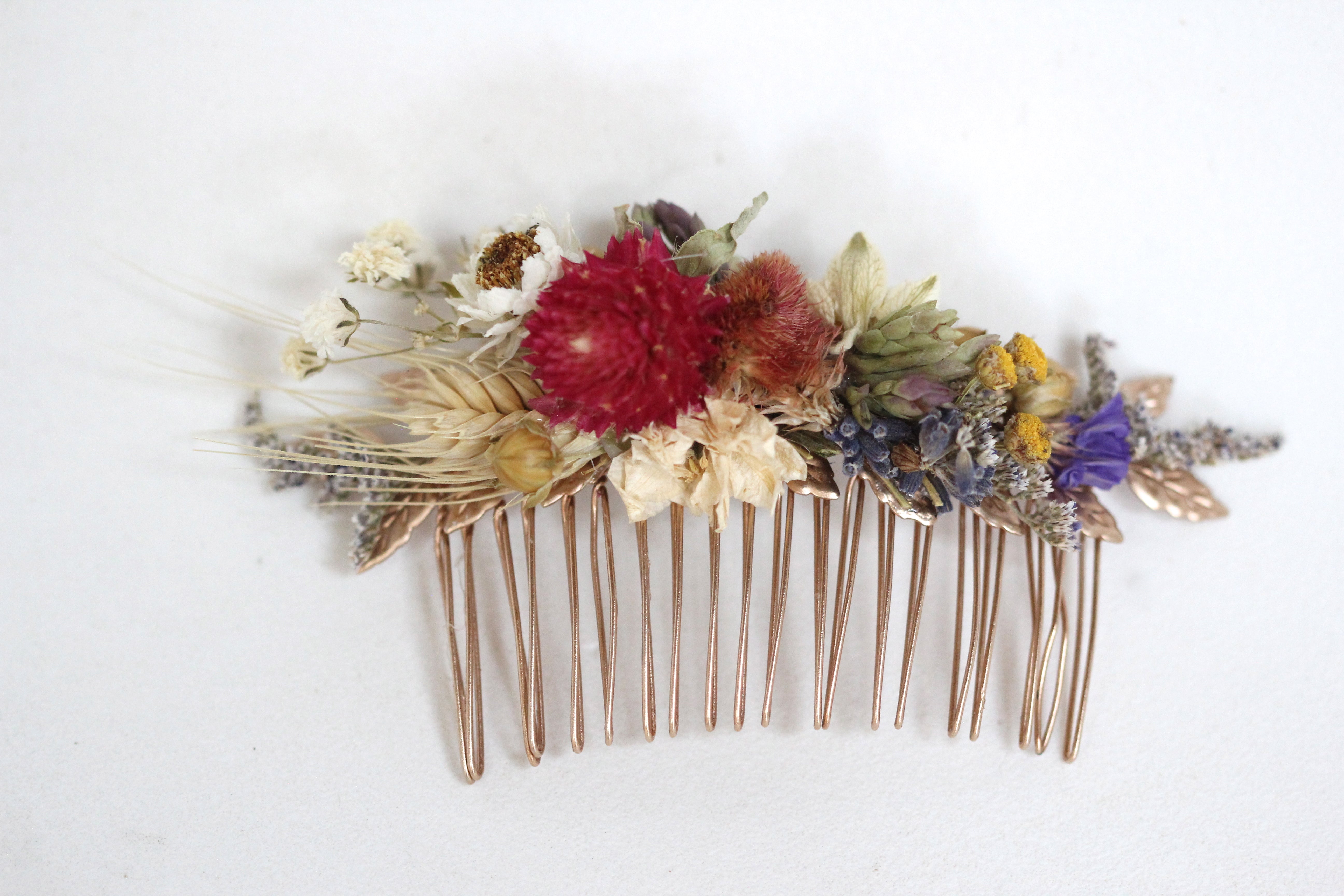 Dried Flowers Comb, Decorative Hair Comb, Wedding Hair Accessory