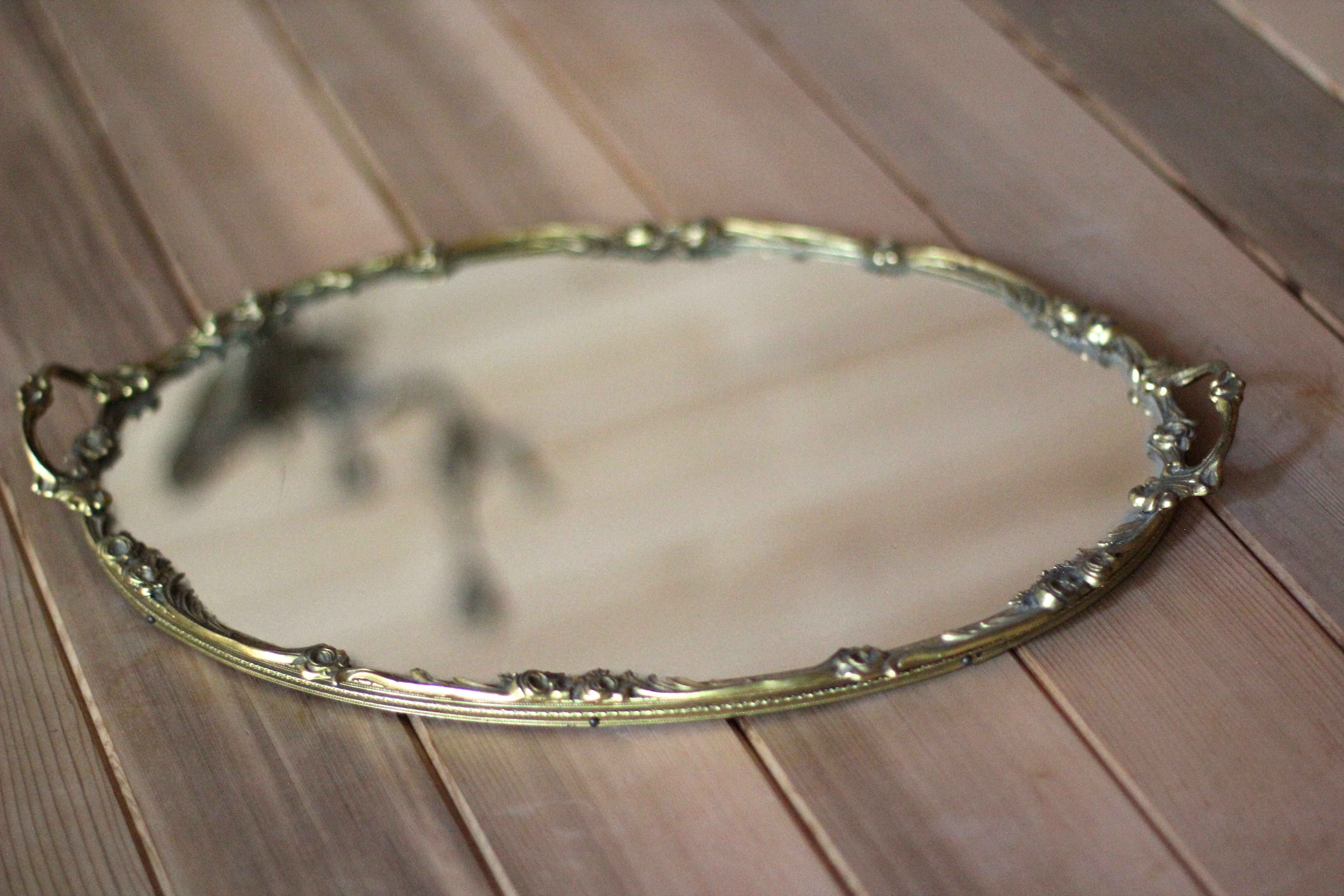 Roses Floral Antique Mirror Tray