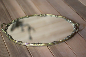 Roses Floral Antique Mirror Tray