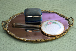 Roses Floral Antique Mirror Tray