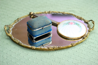Roses Floral Antique Mirror Tray