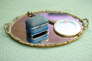Roses Floral Antique Mirror Tray