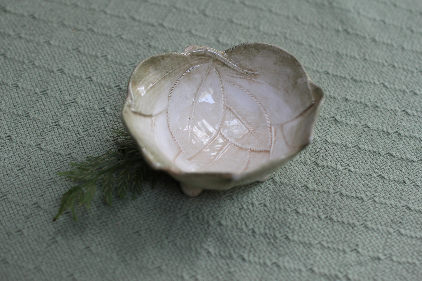 Green Leaves Ring Bowl Made In Italy Antique Porcelain Dish