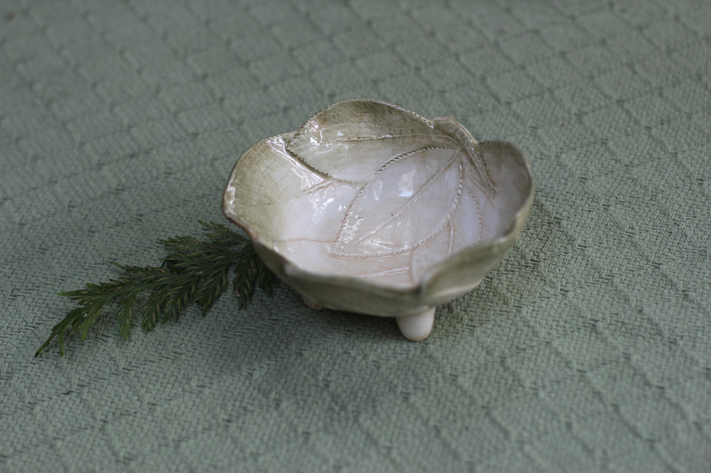 Green Leaves Ring Bowl Made In Italy Antique Porcelain Dish