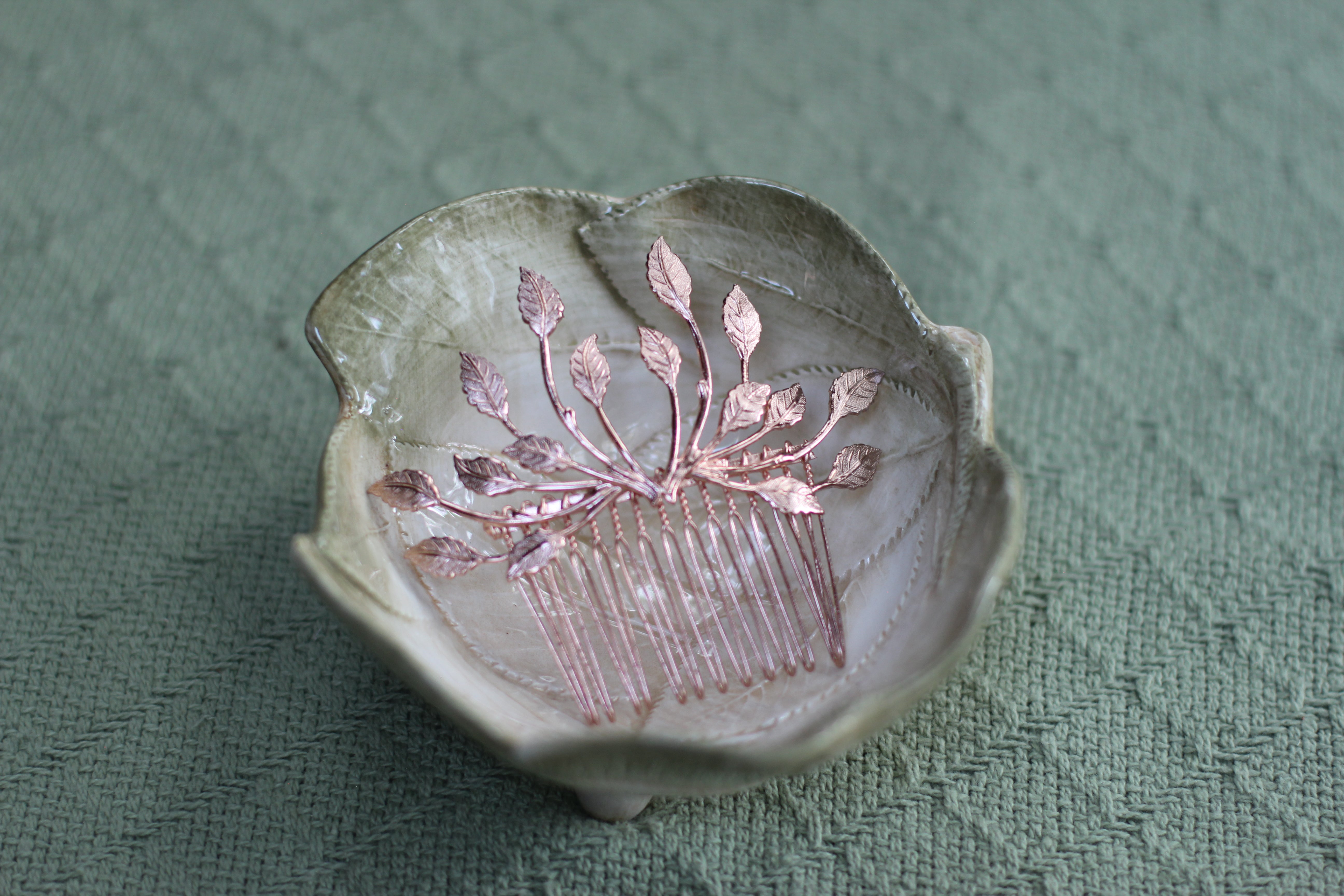 Green Leaves Ring Bowl Made In Italy Antique Porcelain Dish