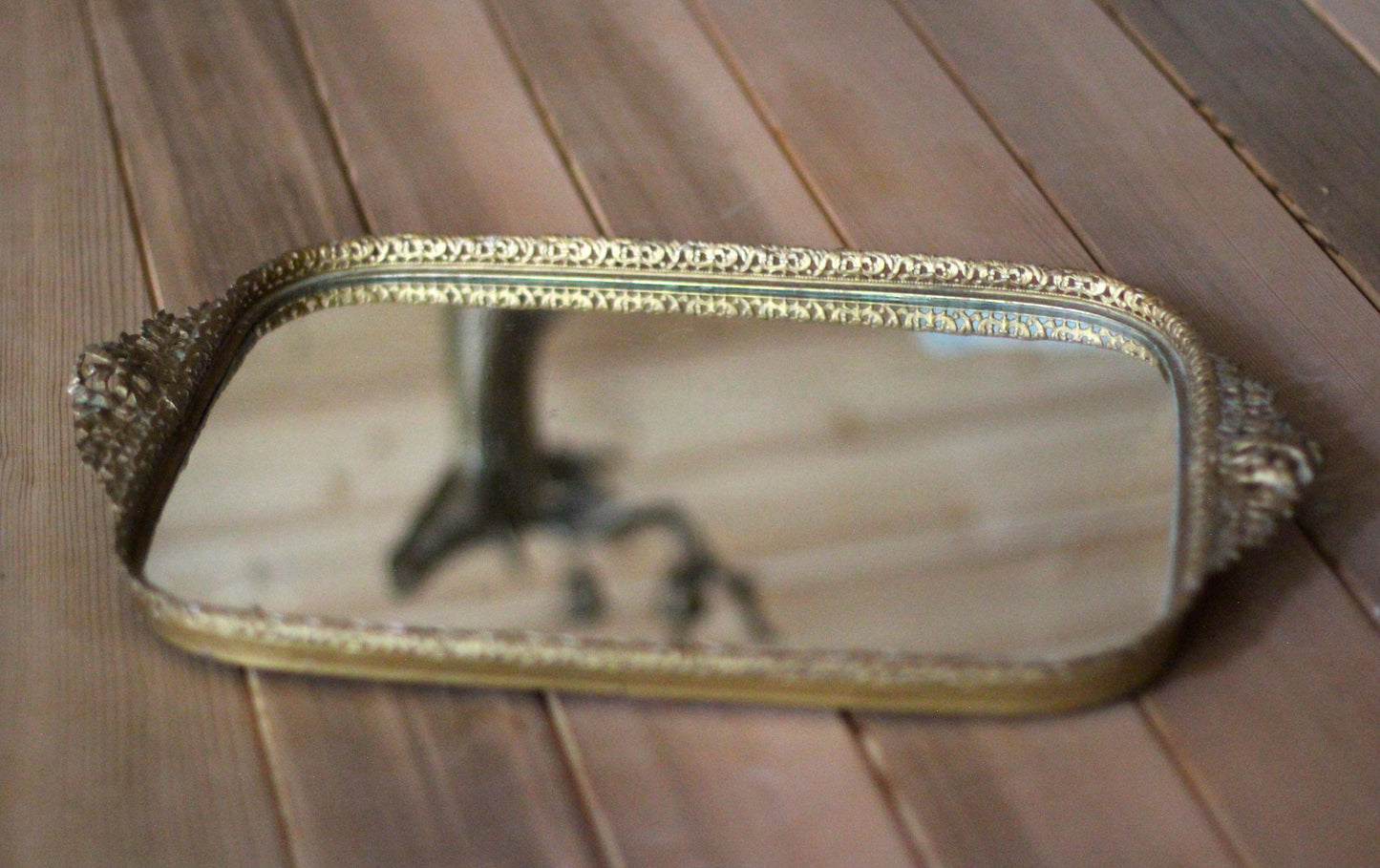 Rectangle Lace Antique Mirror Tray #119