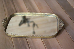 Rectangle Lace Antique Mirror Tray #119