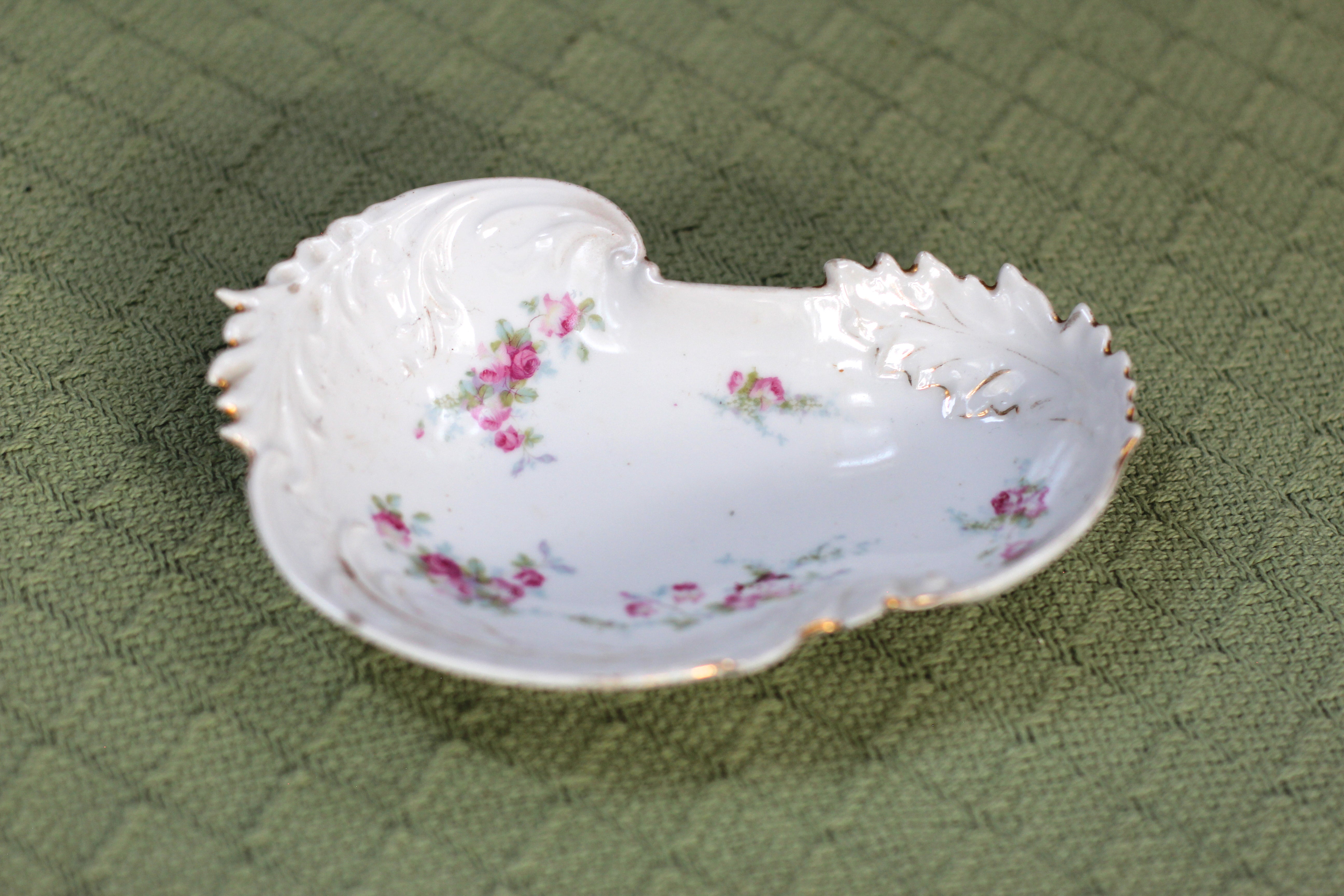 Bavarian Pink Roses Porcelain Ring Dish