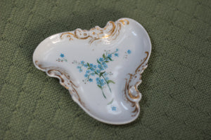 Antique Blue Flowers Porcelain Ring Dish