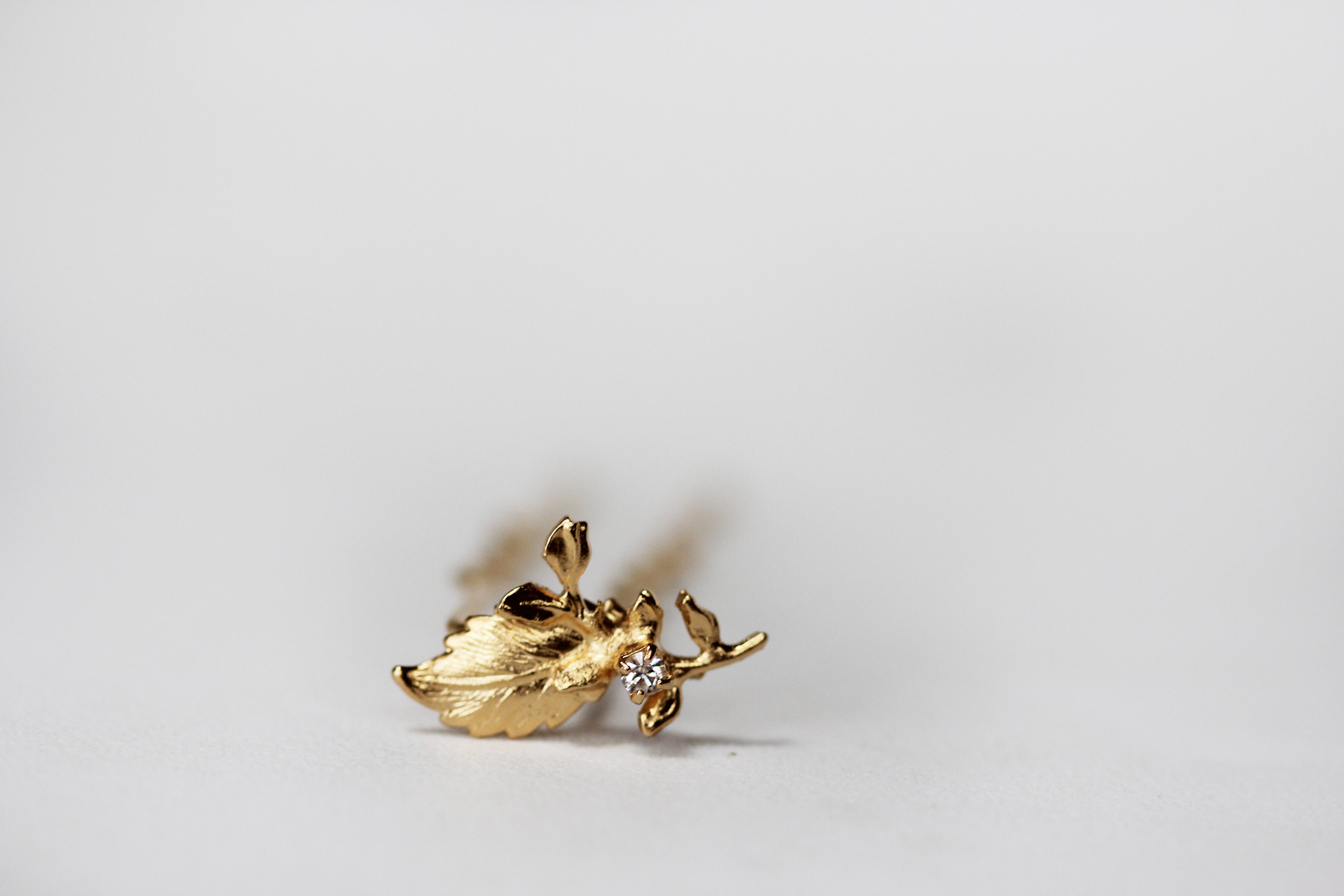 Gia Twig Crystal Leaf Hair Stick