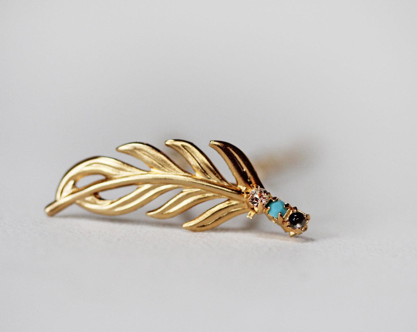 Pre-Order * Twig Crystal Turquoise Leaf Hair Prong
